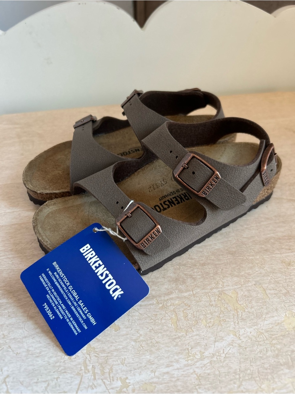 Birkenstock Kids Brown Two-Strap Adjustable Sandals with Backstrap